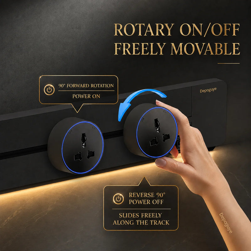 Induction lamp Wall Track Socket EU FR Italy Israeli UK Standard Home Office Electric Socket Removable Plugs Adapter USB C Ports