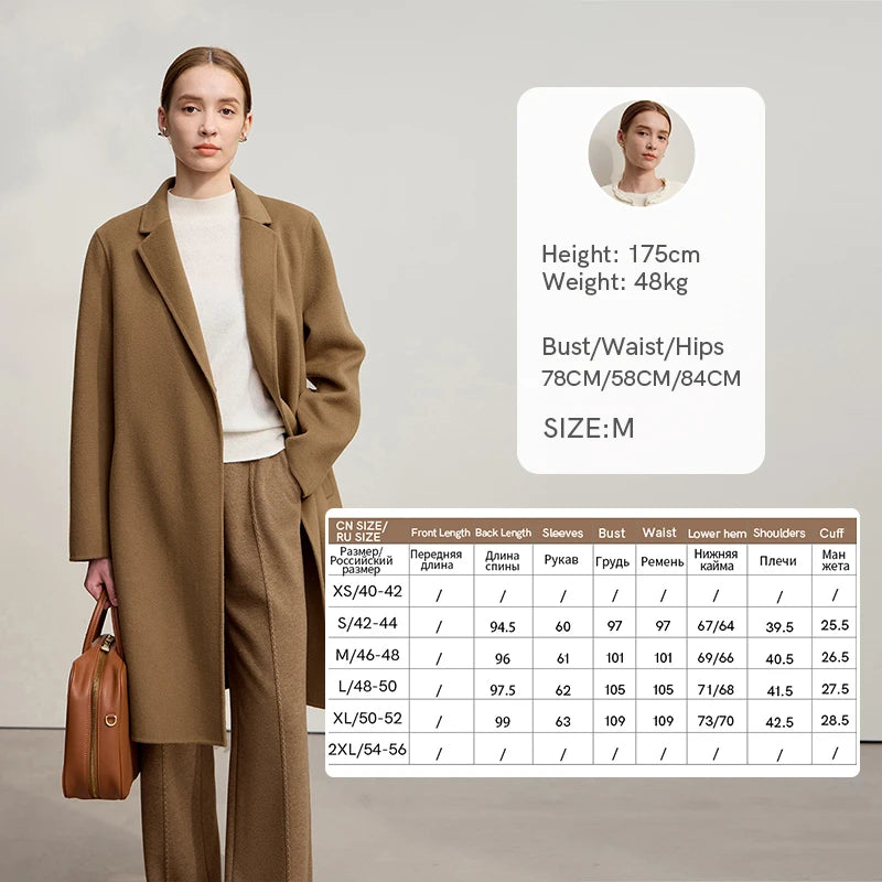AMII Minimalist Woolen Coat 2026 Winter New Loose Solid Color Versatile Women's Clothing Wool Long Sleeves Coat Women 12524044
