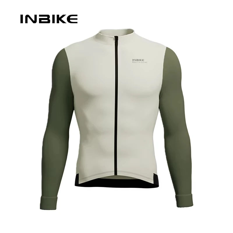 INIBKE Long Sleeved Men's Cycling Jersey Winter Fleece Bicycle Jersey Bike Riding Clothing Reflective Full Zipper 3 Rear Pockets