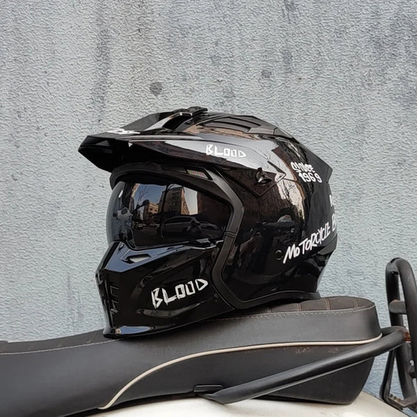 ORZ-163 Vintage caf é rider full face motorcycle helmet with detachable sun visor UV protection suitable for cruising streetcars