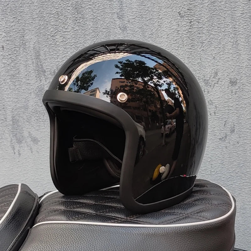 Retro Open Face Motorcycle Helmet Genuine Vintage FiberGlass Scooter Riding 3/4 Jet Casco DOT Approved Moto Capacete orz-tx-500