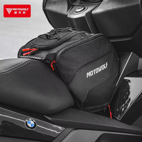 កាបូបដាក់សាំងម៉ូតូ MOTOWOLF សម្រាប់អ្នកបើកបរ កាបូបស្ពាយការពារទឹក កាបូបស្ពាយដៃសម្រាប់ដាក់កៅអីម៉ូតូ