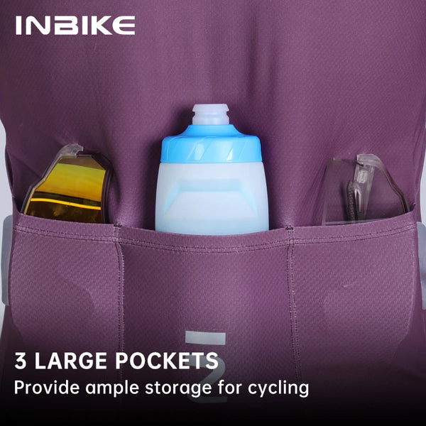 INBIKE Men's Road Cycling Jersey Quick-Dry Fabric with Mesh Bike Jersey for Mountain Biking Clothing with Pockets Lightweight