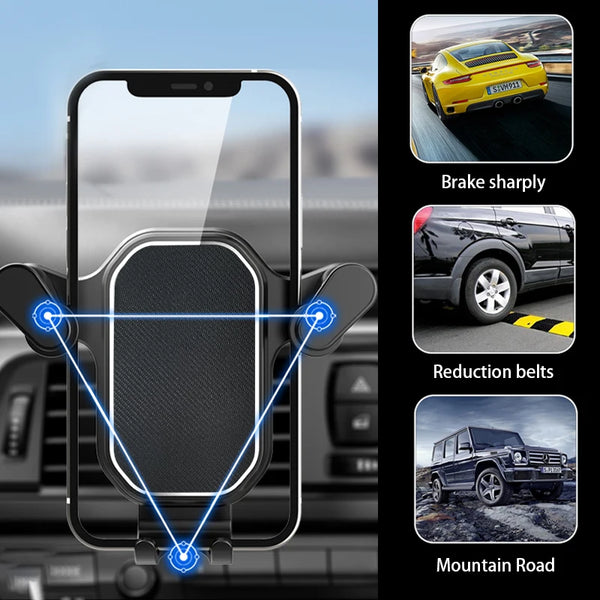 SEAMETAL Universal Car Phone Holder Gravity Air Vent Mount Mobile Phone Stand GPS Support in Car for Samsung Xiaomi Huawei