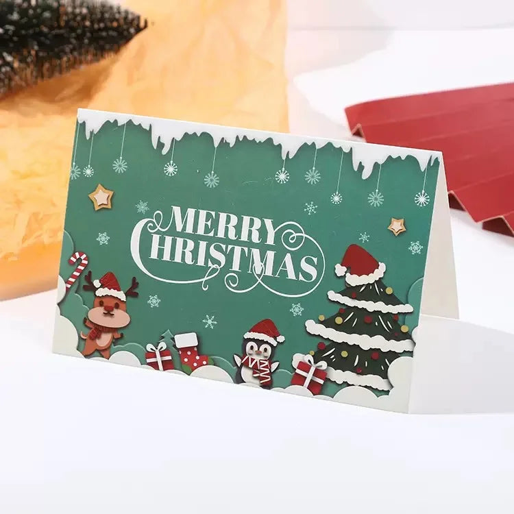 Merry Christmas Greeting Card Handwritten Blessing Card For Christmas Eve New Year Gift Card Flower Gift Accessory Holiday Party