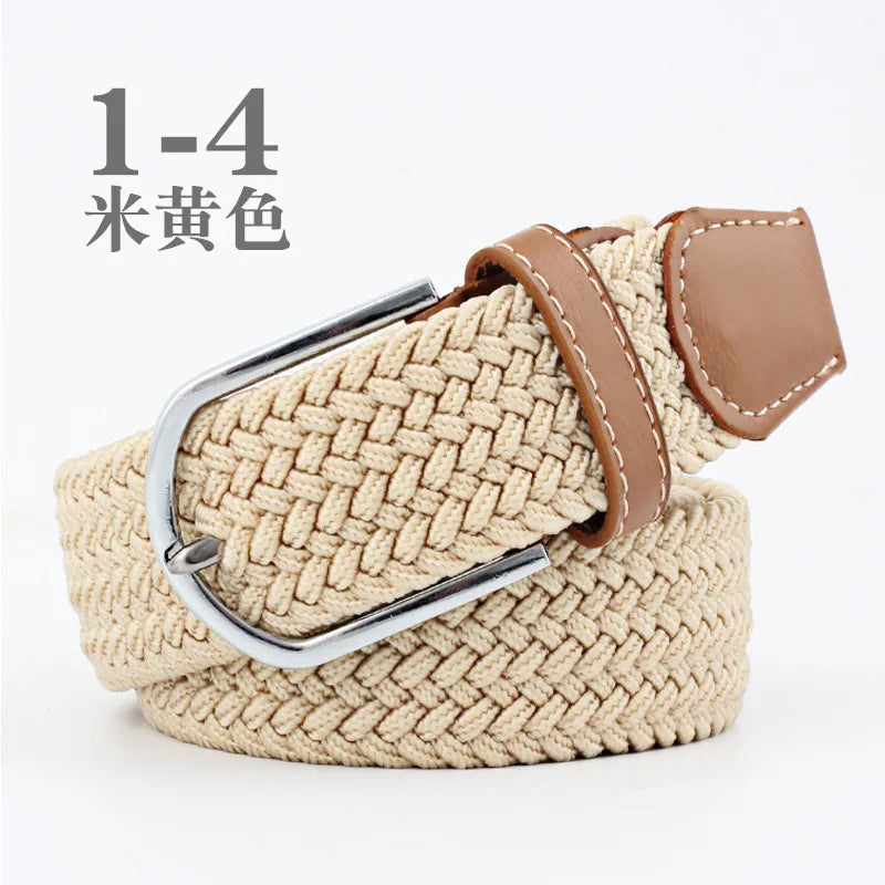 105cm Stretch Woven Belt, Unisex Canvas Belts Fashion Casual Student Belt Women Cinturon Male Waistband.