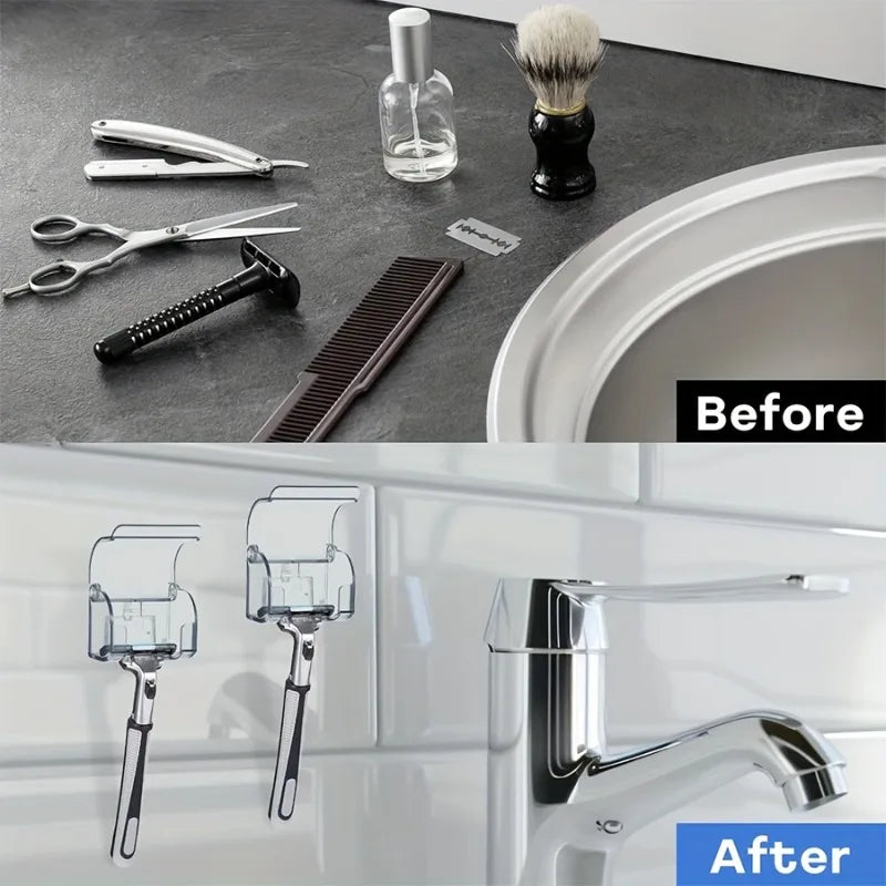 1PC Razor Holders with Bathroom Wall Stickers, Self-Adhesive Razor Hooks Storage Racks, Suitable for Bathrooms And Travel