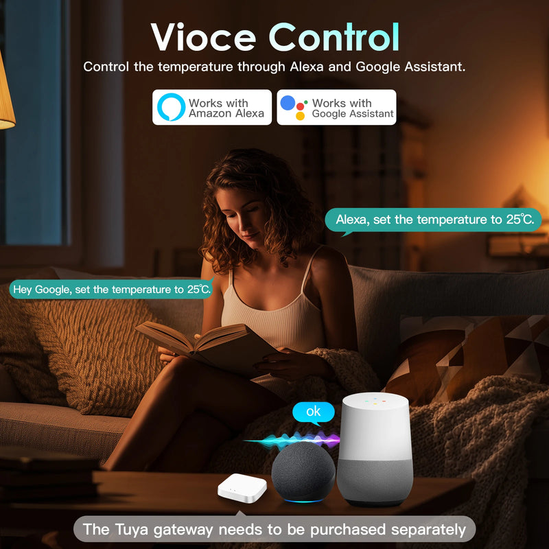 BSEED Zigbee Thermostat Smart Electric Floor Heating Water Boiler With Socket Alexa Google Temperature Controller Plastic Frame