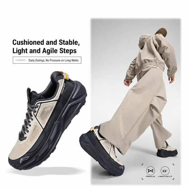 ស្បែកជើងឡើងភ្នំ Li-Ning Unisex AXJ STRIDE 2 ក្រៅផ្ទះ COOL SHELL មានខ្យល់ចេញចូលបានល្អ មានទ្រនាប់ជើង Rebound LiNing Walking Sneakers AHTW007
