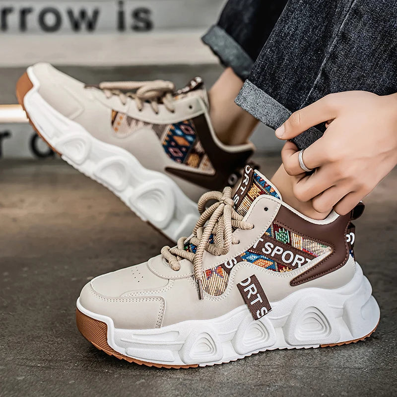 Men's high-top casual sneakers four seasons new breathable lightweight soft-sole outdoor racing running shoes speed sports shoes