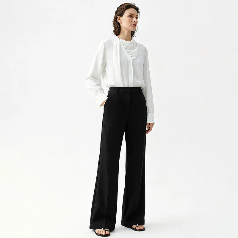 Amii Women's Flare Pants 2026 Autumn New Casual Stretch Office Trousers Long Length Comfy Twill Straight Pants Women 12613010