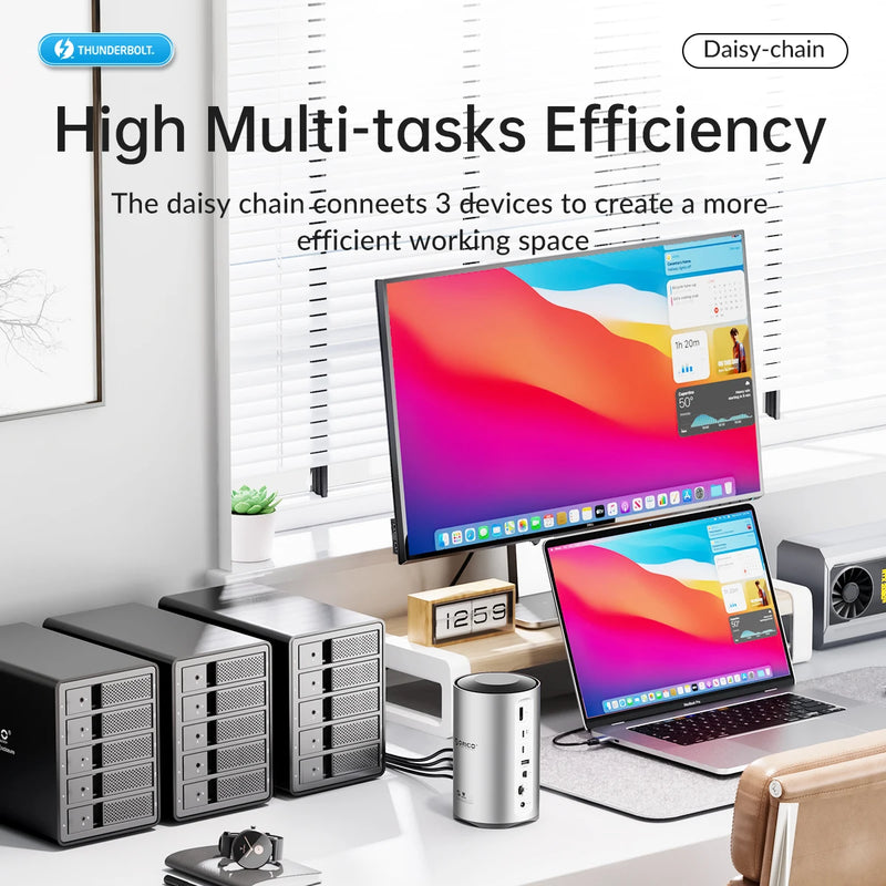ORICO USB4 Type C Docking Station for MacBook Pro M1 M2 USB 3.0 HUB 8K HDMI-compatible DP RJ45 Audio With Power Adapter