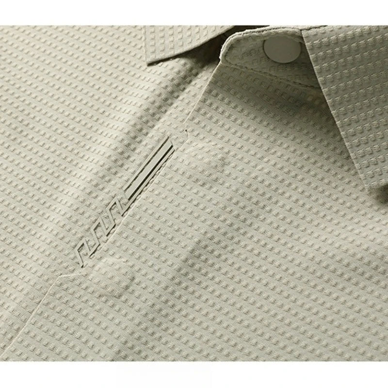 Men's Polo Shirt - UV 50+ & 10A Antibacterial, 180g Breathable Textured Fabric, Cooling Quick-Dry