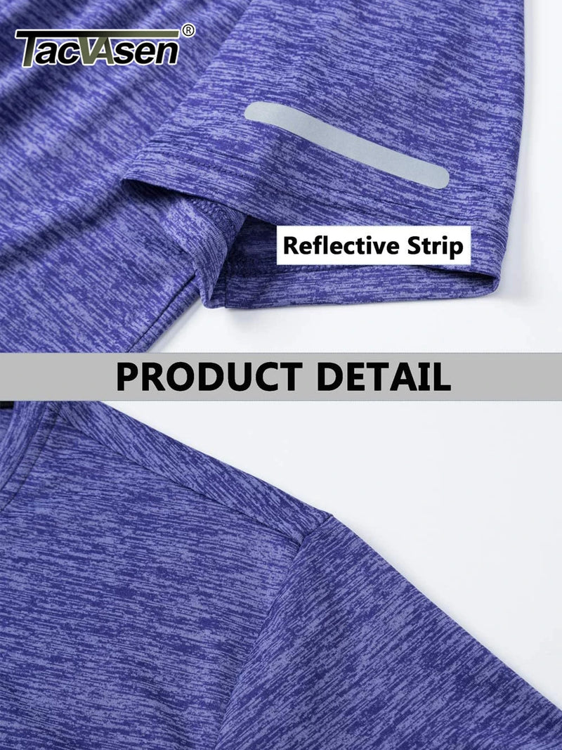TACVASEN Quick Dry Summer T-shirts Mens Running Jogging T-shirts Crew Neck Athlete Sports Gym Fitness Pullover Reflective Shirts