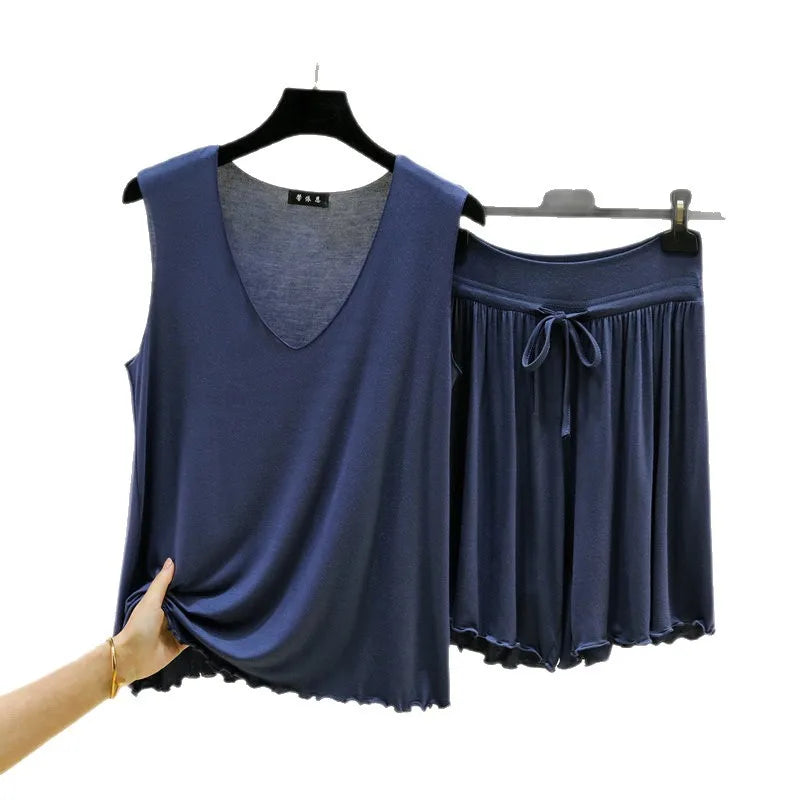 V-neck Vest Shorts Two-piece Set Women's Pajamas Pijamas Feminino Loungewear Women Sleepwear Conjunto Femenino Nightwear