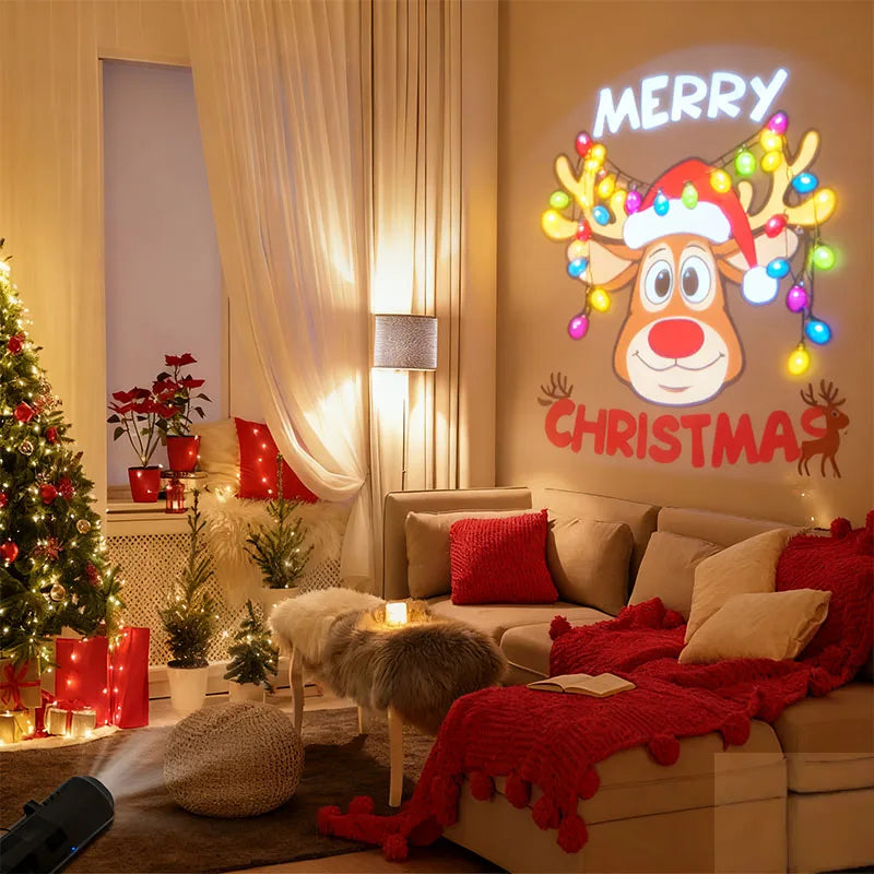 USB-Powered LED Night Light with 10 Patterns Christmas Tree Santa Claus 360°Rotation Adjustment for Bedroom Festive Party Decor