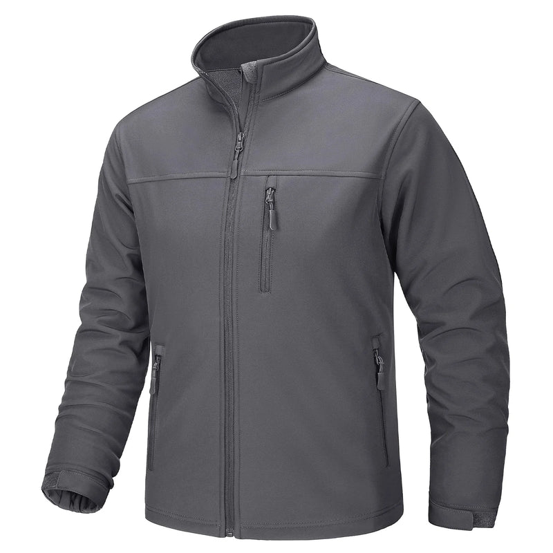 TACVASEN Waterproof Fleece Lining Windbreaker Mens Winter Work Jackets Zipper Pocket Casual Coats Full Zip Outwear Tops
