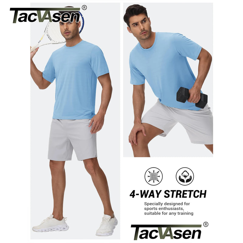 TACVASEN Lightweight Athletic T-Shirts Men's Quick Dry Workout Gym Tops Short Sleeve Running Tee Shirt Performance Activewear