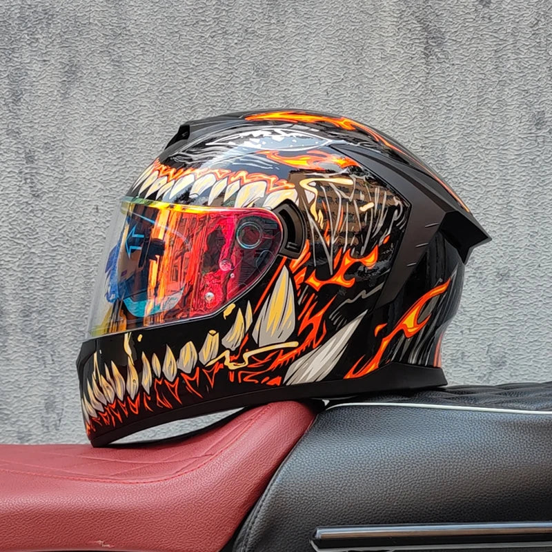 Full Face motorcycle helmet dual shield with removable washable inner lining racing moto helmet