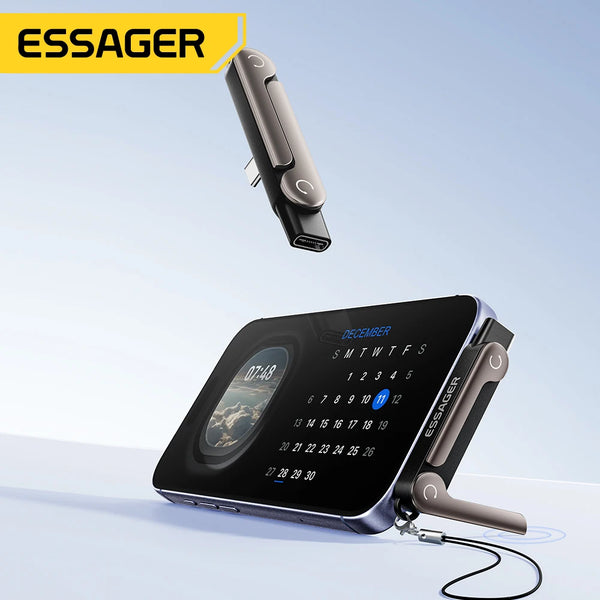 អាដាប់ទ័រ USB C OTG Essager 240W ជាមួយជើងទម្រ 90 ដឺក្រេ ប្រភេទ C ស្រី ទៅ iPad ប្រុស សម្រាប់ iPhone 17 16 Macbook Xiaomi Samsung