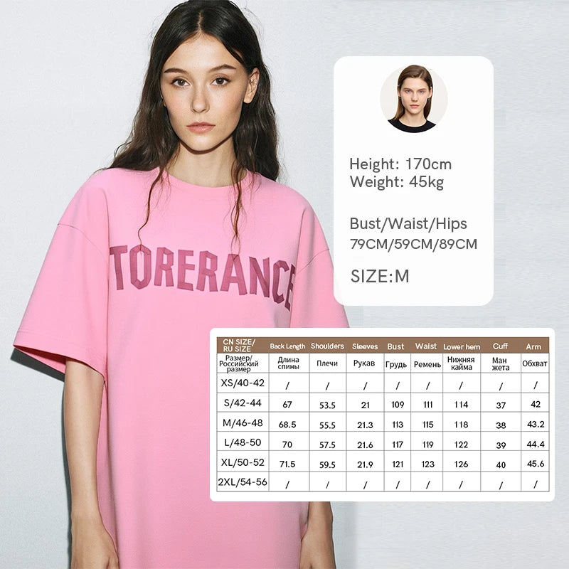 Amii Short Sleeve T-shirt 2026 Summer New Round Neck Letter Printted Cotton T-shirt Women's Loose Casual Tee Tops 12621088