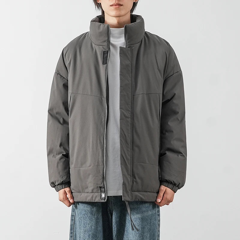 Dukeen Fashion Stand-Neck Men's Winter Coat Ticken Warm Zipper Cotton-Padded Clothes Windproof Waterproof Trend Couple's Jacket
