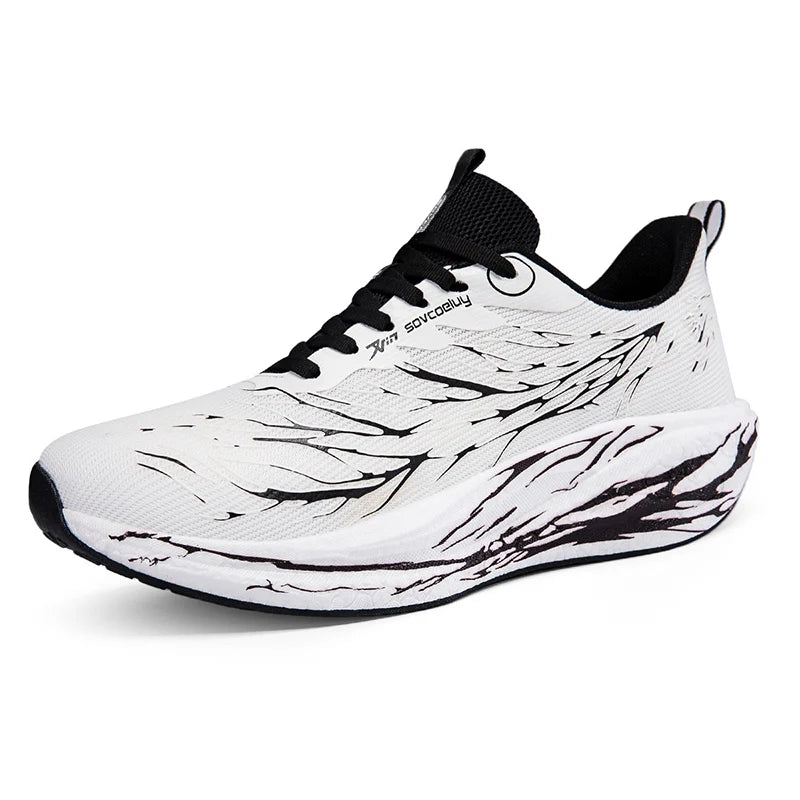 Mens Running Shoes Couples Breathable Mesh Lace-up Thick Sole Flat Comfortable Outdoor Casual Sneakers Trendy Tennis Shoes Man