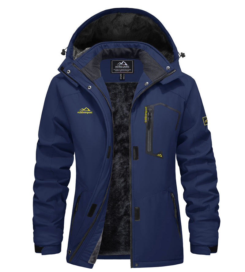 TACVASEN Women Winter Waterproof Ski Parka Jacket Thermal Fleece Windproof Casual Work Jacket Padded Snow Down Coat With Pockets