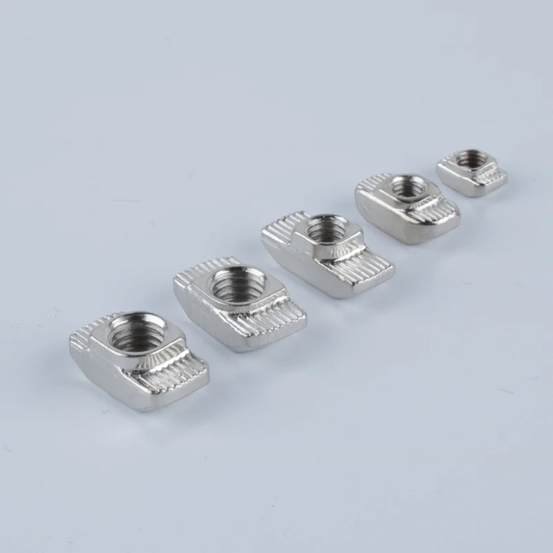 T-nuts50pcs M3 M4 M5 M6 M8 Slot T-nut Sliding T Nut Hammer Drop In Nut Fasten Connector 2020 3030 4040 Series Aluminum Extrusion