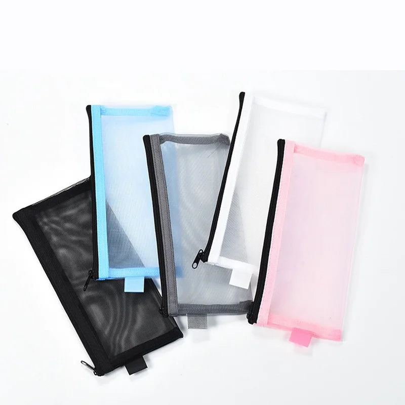1pc Transparent Mesh Cosmetic bag with Zipper Closure, Lightweight Installation Portable Organizer Travel, Cosmetic bag.