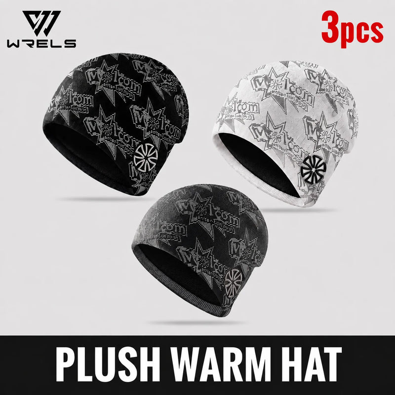 WRELS Cycling Cap Thermal Fleece Lined Ski Hat Windproof Warm Running Motorcycle Outdoor Sports Anti-Cold Skull Beanie Hat