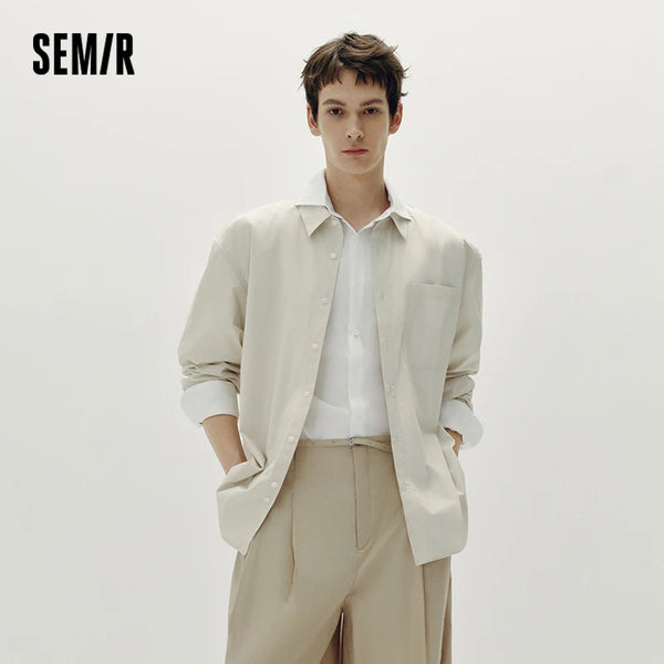 អាវបុរស Semir កប្បាសរលុងមានហោប៉ៅ ស្ទីលស្អាត ងាយស្រួលប្រើ អាវធម្មតា រដូវស្លឹកឈើជ្រុះ អាវស្រទាប់ ពាក់ប្រចាំថ្ងៃ 2026