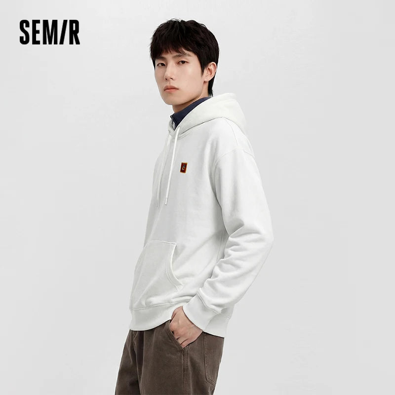 Semir Fashion Hoodie Men Spring Hooded Loose Print Couple Style Trendy Youth Casual Comfortable Stylish Pullover Top