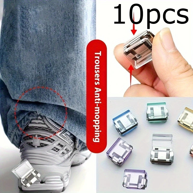10/20/30pcs Random Color Invisible Hem Shortening Clips, Anti-Slip Pants Leg Fixing Grips Seamless Hems Buttons Non Slide Shoe