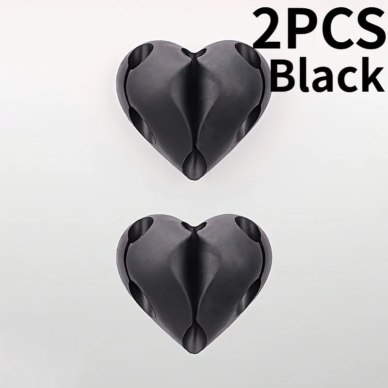2PCS Self-Adhesive Heart-Shaped Cable Organizer,Phone Charging Line Holder,for Desks, Nightstands,Offices.3-hole design