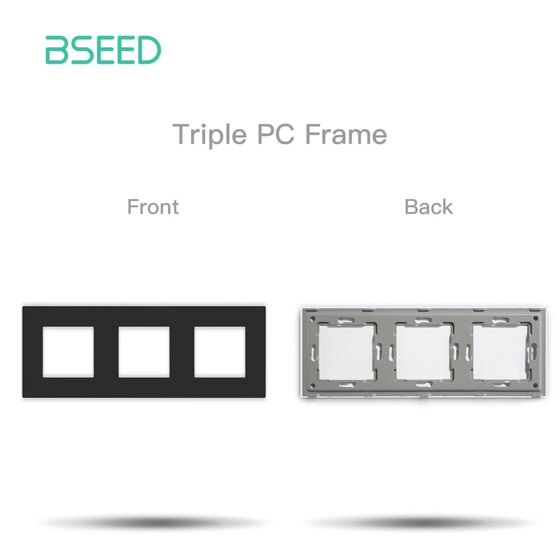 BSEED EU Standard Plastic Panel Wall Socket Frame PC Frame With Metal Plate 86/157/228/299mm White Black Golden Gray