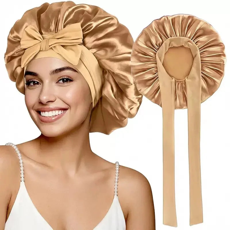 Satin Bonnet Silk Bonnet Adjustable Bonne For Sleeping Hair Bonnet With Tie Band Bonnets For Women Men