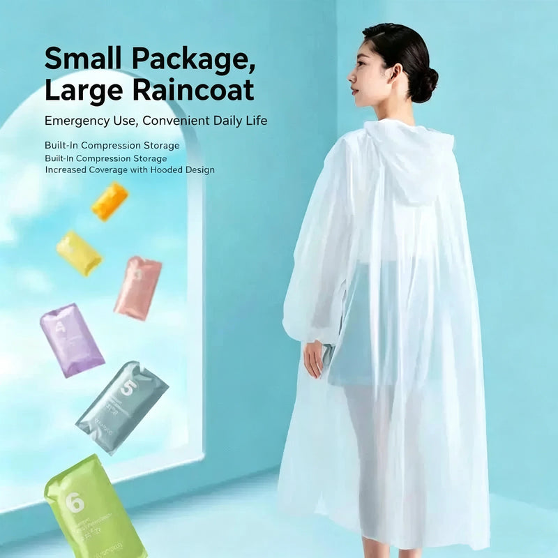 Compressed Disposable Card Raincoat Waterproof Hooded Emergency Poncho For Outdoor Travel