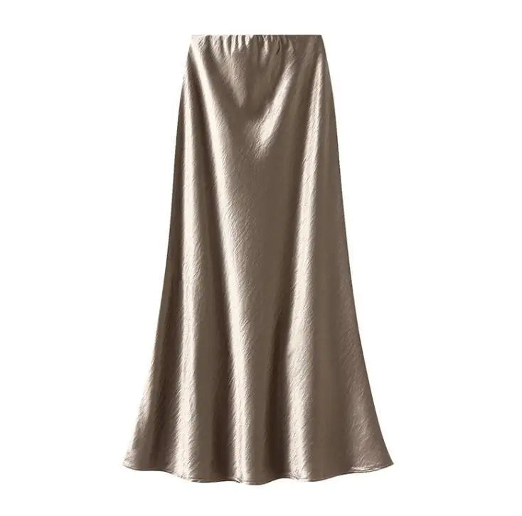 New Fall for Women: Black Glossy Pencil Skirt, Light Purple High-waisted Fishtail Skirts, Available in Beige, Gray, Brown, Red.
