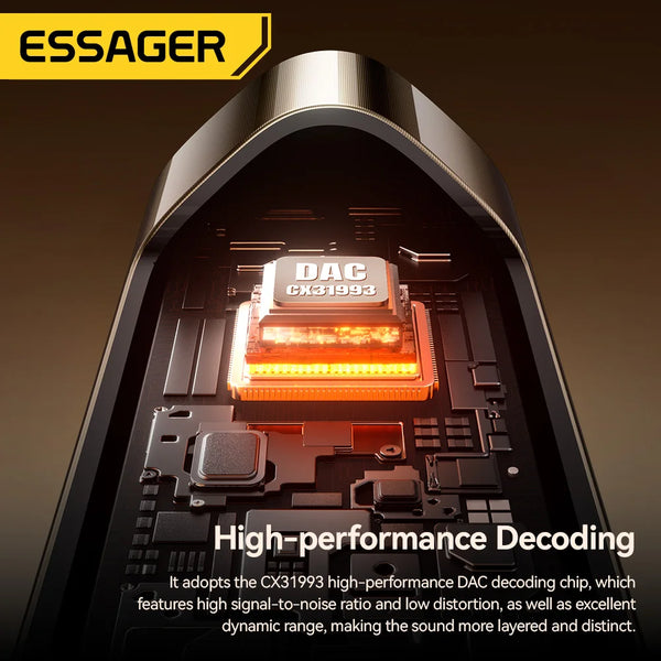 អាដាប់ទ័រអូឌីយ៉ូ Essager HiFi Type-C ទៅ 3.5mm Jack Audio ខ្សែ Aux សម្រាប់កាស USB Type C ទៅ 3.5mm អាដាប់ទ័រ OTG សម្រាប់ iPhone 17 16 15 Pro Max