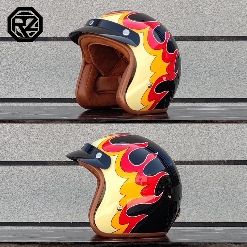 Retro 3/4 Leather  Helmet Motorcycle Helmet Open Chopper Bicycle Helmet Casque Casco Motocicleta Capacete Helmet