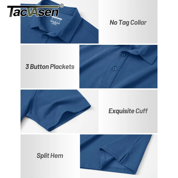 TACVASEN Polo Shirts Men's Short Sleeve Soft Cotton Pique T-Shirts 3 Buttons Classic Fit Casual Performance Golf Shirts Cooling