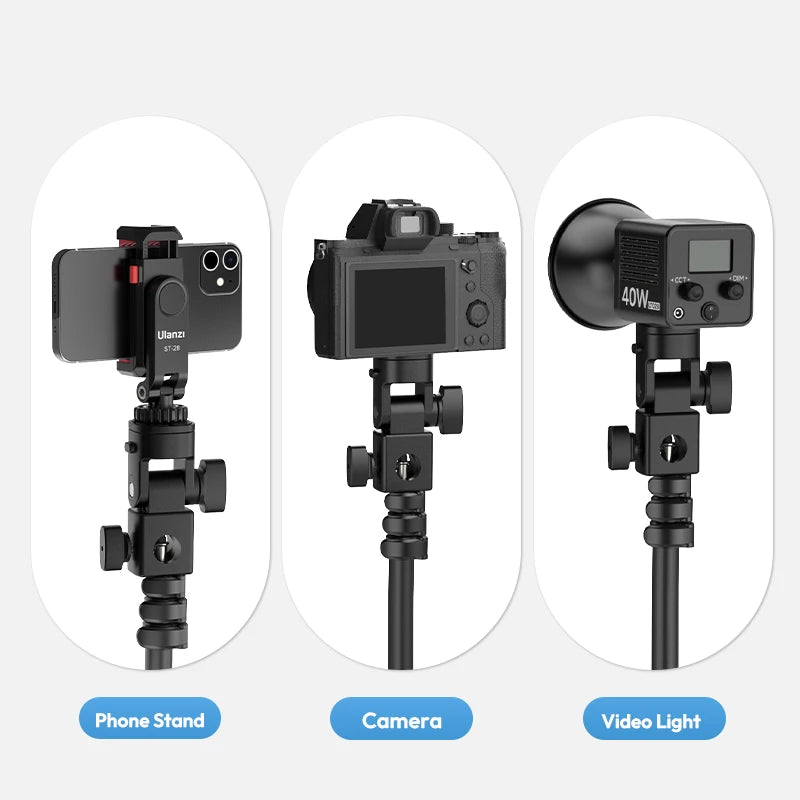 Ulanzi LA04 Universal Light Stand Adapter ជាមួយជើងទ្រ Cold Shoe ទំហំ 1/4" សម្រាប់ជើងទ្រទូរសព្ទ កាមេរ៉ា DSLR ភ្លើង LED ផ្អៀង 180° សម្រាប់បំភ្លឺ
