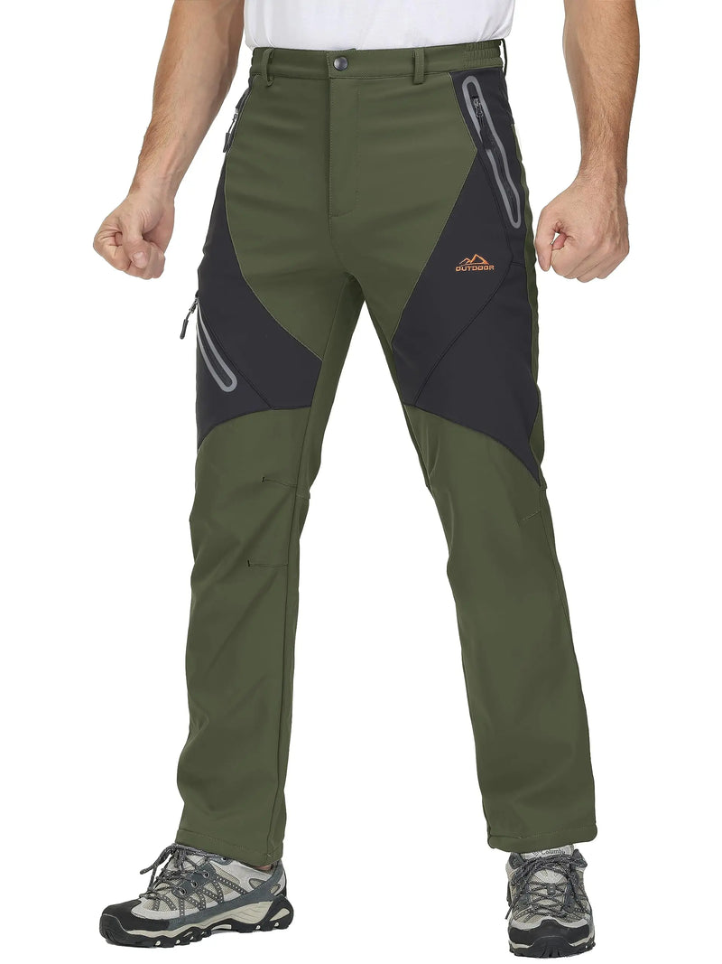 TACVASEN Winter Ski Pants Mens Hiking Warm Fleece Lined Pants Waterproof Windproof Zipper Pockets Pants Softshell Work Trousers
