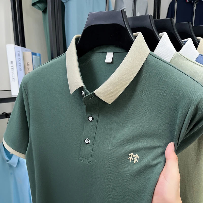 Quality Man Short-Sleeved Polo Shirt Lapel Button Pattern Printing Summer New T-Shirt Business Casual Outdoor Sports Men's Wear