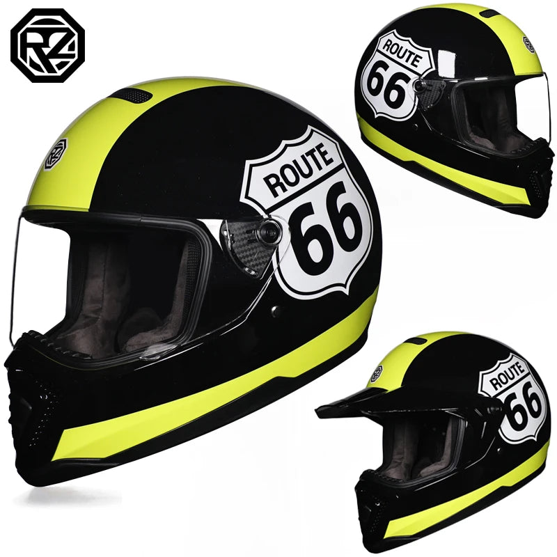 2024 new ORZ retro motorcycle helmet, American cruise full helmet, motorcycle with free brim