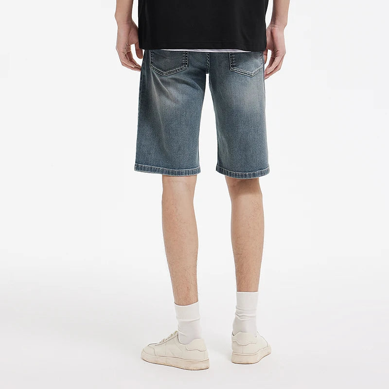 Semir Men Pants Denim Knee Length Vintage Washed Straight Leg Classic Versatile Casual Shorts 2026 Summer Fashion Daily Wear Top
