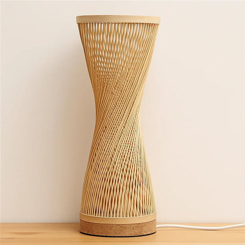 JOYINLED Japanese Style Bamboo Table Lamp Shade,Natural Handmade Lampshade for Table Lamp, Vintage Wicker Light Shade D15 XH35CM