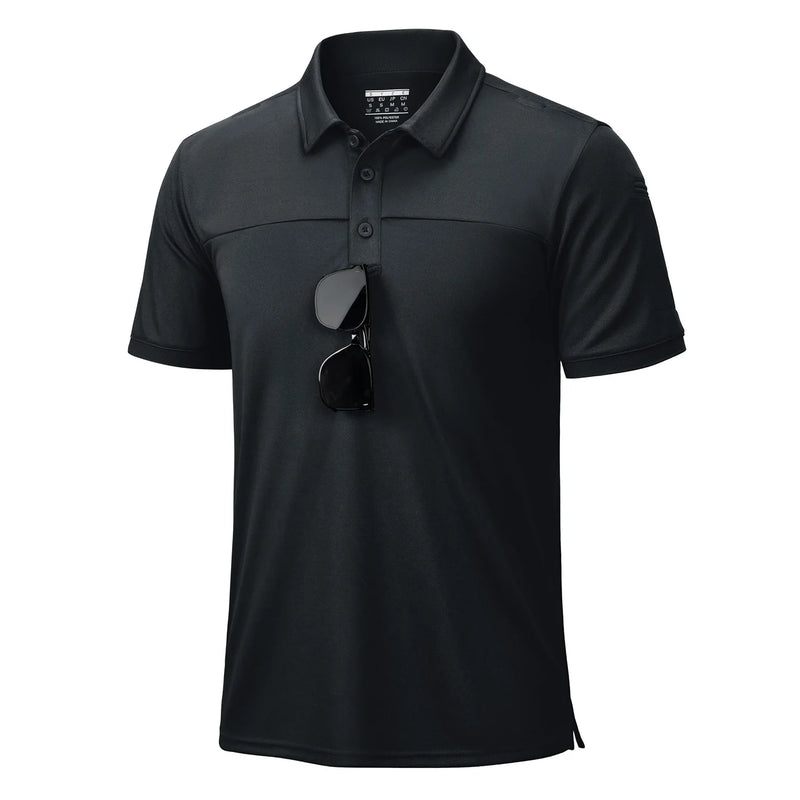 TACVASEN Men's Tactical Polo Shirt UPF 50+ Sun Protection Quick Dry Short Sleeve Shirt Moisture Wicking Outdoor Hiking Polo
