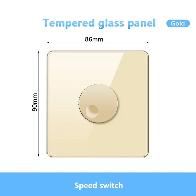 Gold UK 13A Tempered Glass USB Socket Plug,18W Type-C Fast charging Universal 3pin Dual Power Outlet,Wall 2way Light Switch